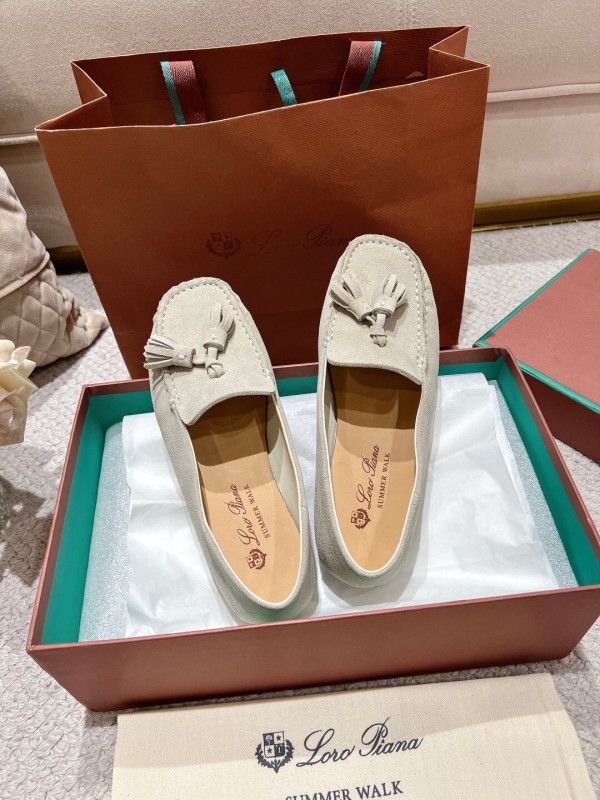 2025 Women Le Parmentier Beige Suede Loafers Tassel LY00291