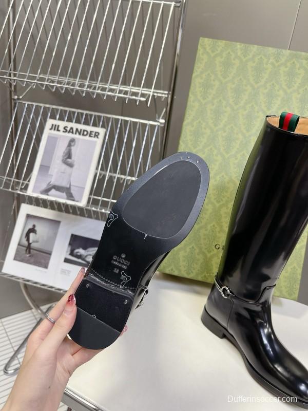 2024 Women Gucci Black Leather Boots MJ00620