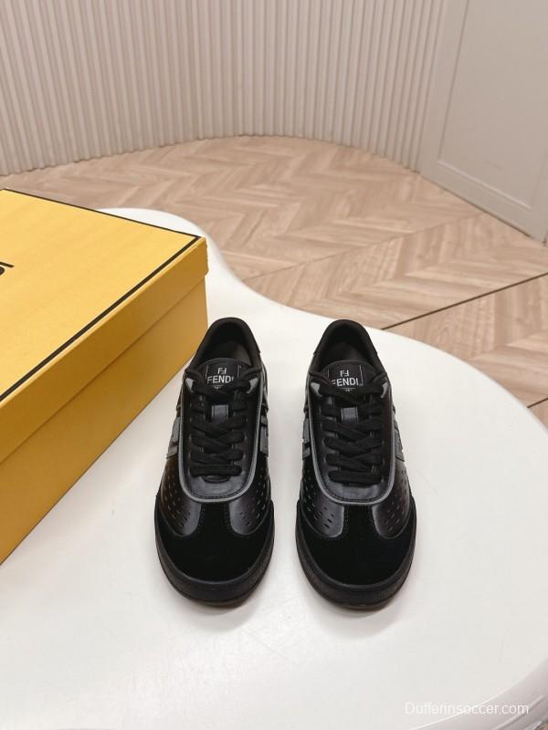 2025 Men Fendi Black Leather Sneakers LY00360(M)