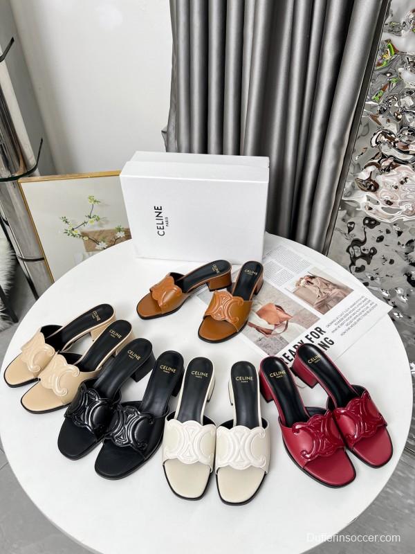 2025 Women Celine Brown Leather Sandals