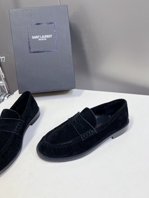 2025 Women Yves Saint Laurent Black Suede Loafers