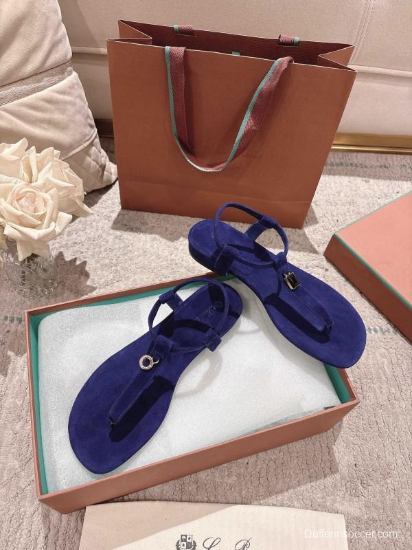 2025 Women LP Blue Suede Sandals