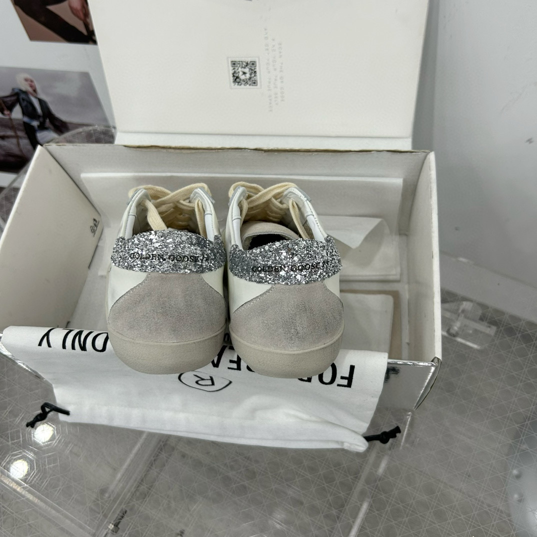2024 Women GGDB White Grey Leather Suede Sneakers