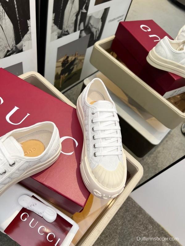2025 Women Gucci White Canvas Sneakers LY00360