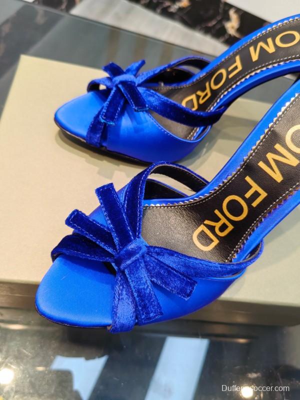 2025 Women TOM FORD Blue Velvet High Heel Mules