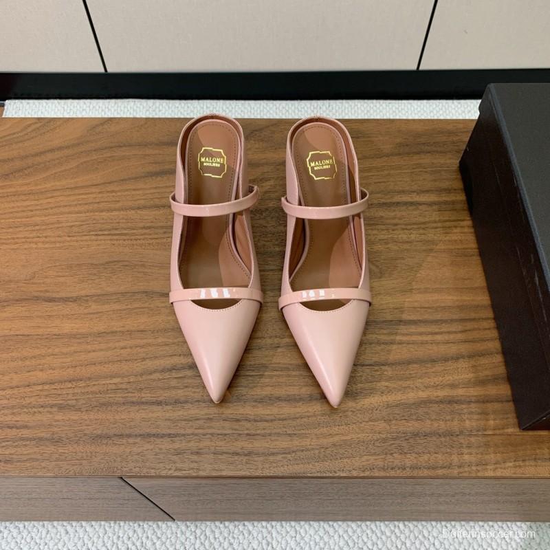 2025 Women Malone Souliers Pink Leather Mid Heel
