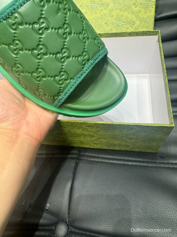 2024 Unisex Gucci Green Leather Mules MJ00200