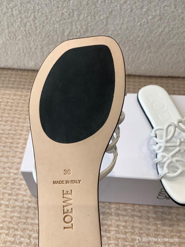 2025 Loewe White Leather Slippers