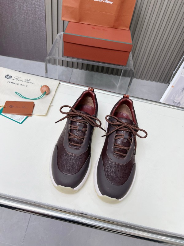 2024 Men Le Parmentier Brown Leather Mesh Sneakers MJ00350