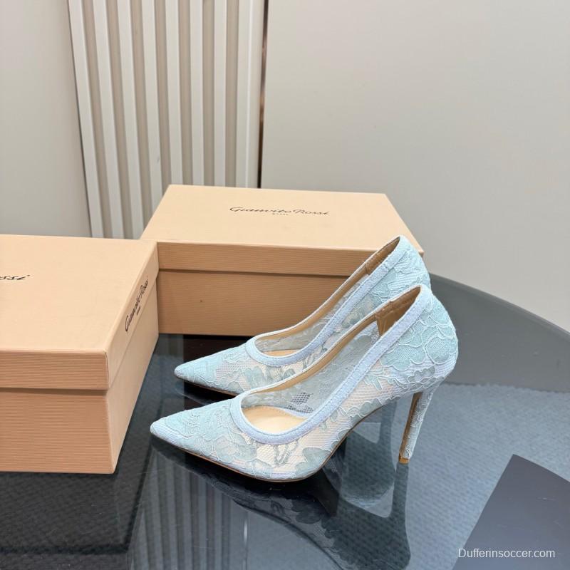 2025 Women Gianvito Rossi Light Blue Lace High Heel KFY00280