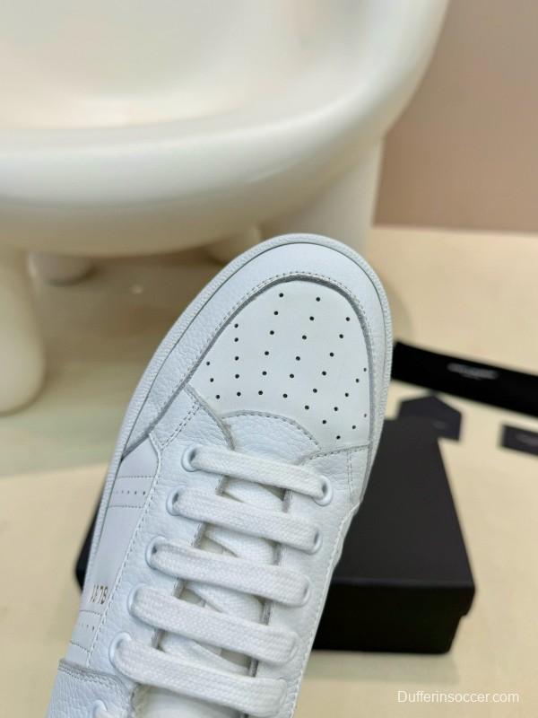 2024 Unisex Yves Saint Laurent White Silk Leather Sneakers SL61 MJ00350