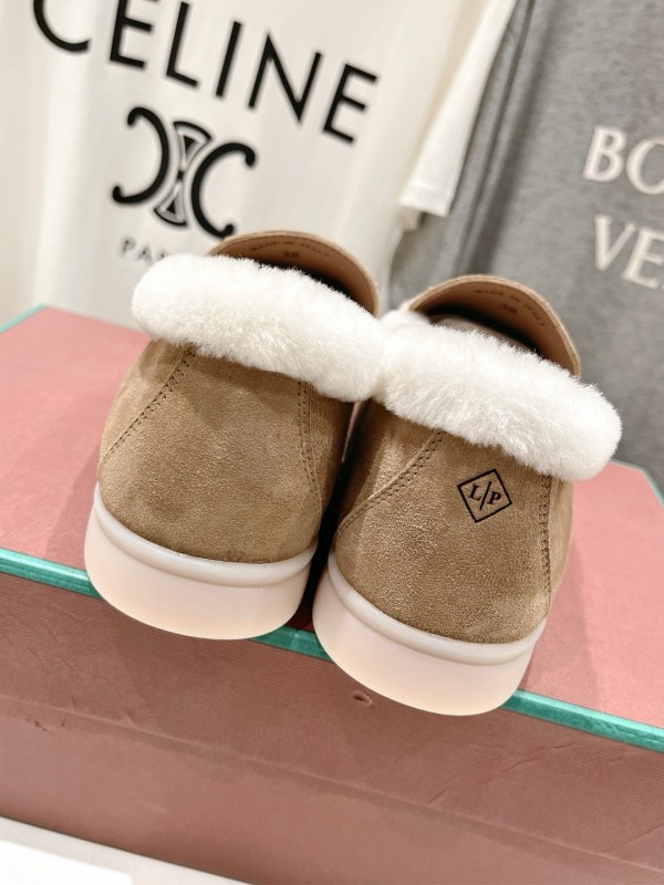 2024 Women LP Beige Suede Shearling Loafers