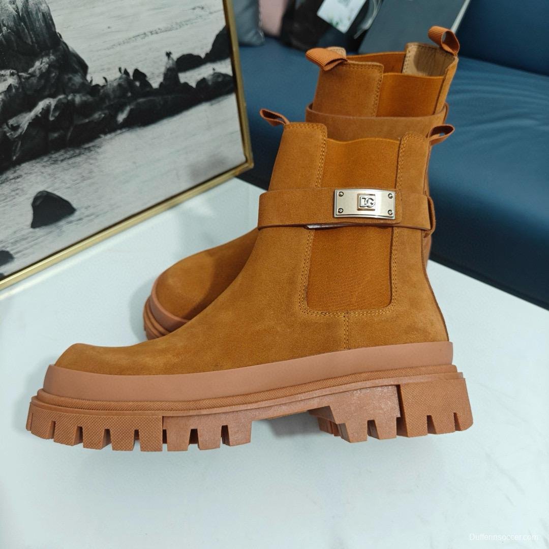 2024 Women Dolce & Gabbana Brown Suede Boots