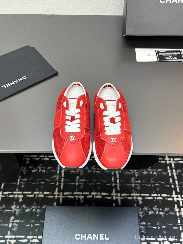 2025 Women Chanel Red Leather Casual Sneakers Fashion Craft LY00360(F)