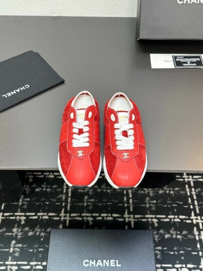 2025 Women Chanel Red Leather Casual Sneakers Fashion Craft LY00360(F)