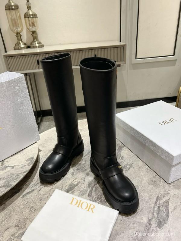 2024 Women Dior Black Leather Boots CJ Serial