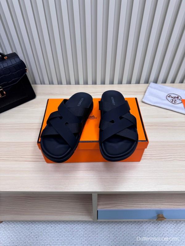 2025 Men HERMÈS Brown Leather Sandals