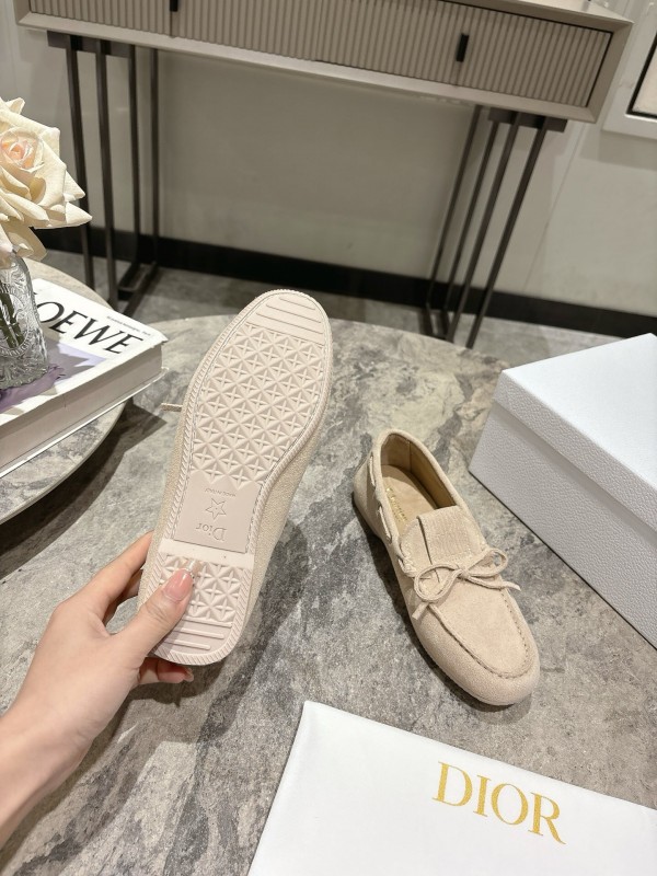 2025 Women Dior Beige Suede Loafers