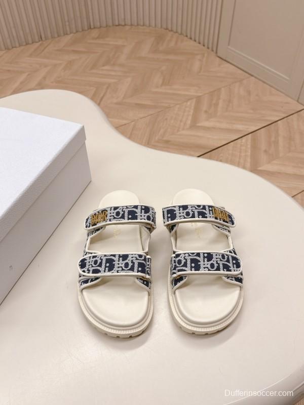 2025 Slippers Dior Blue White Canvas Slippers
