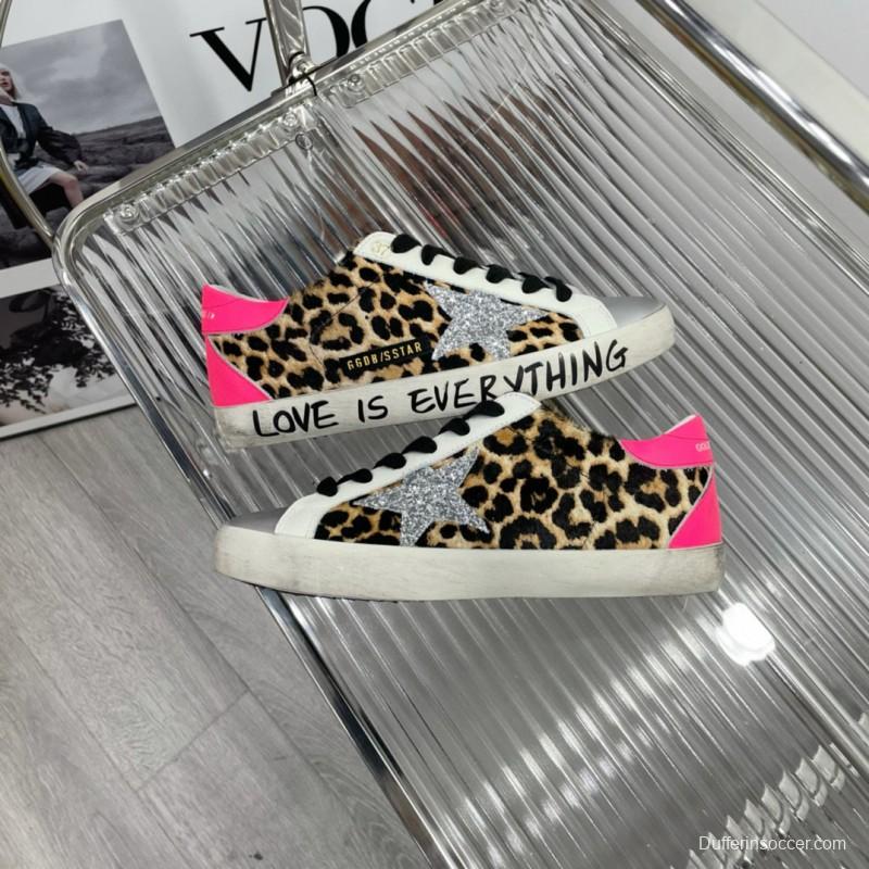 2025 Women GGDB Leopard Pink Leather Suede Sneakers
