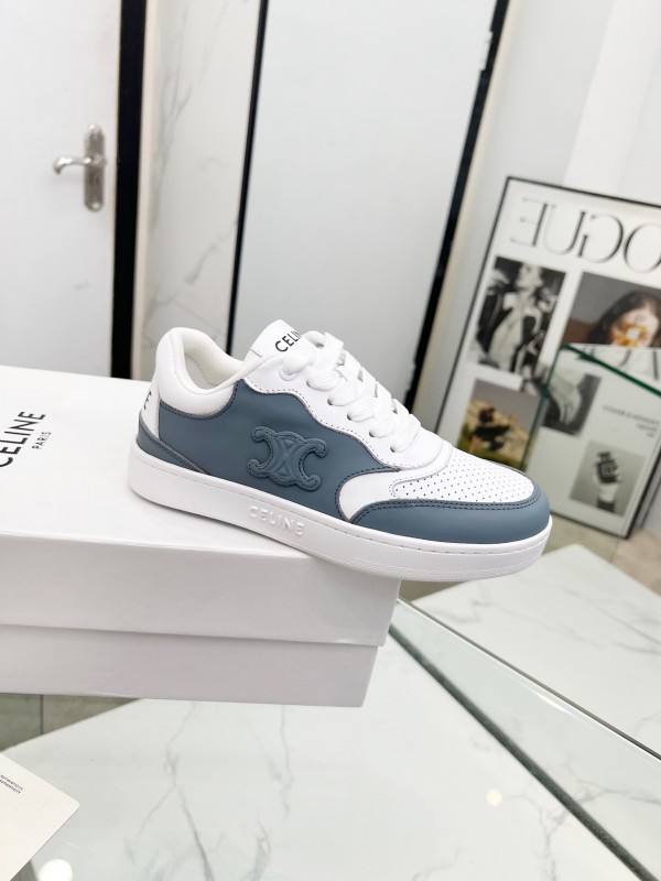 2025 Unisex CELINE White Grey Leather Sneakers
