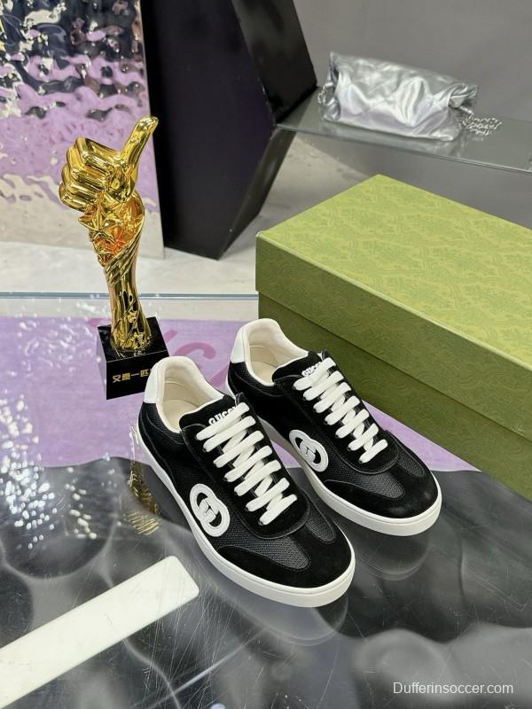 2024 Unisex Gucci Black White Leather Sneakers MJ00310