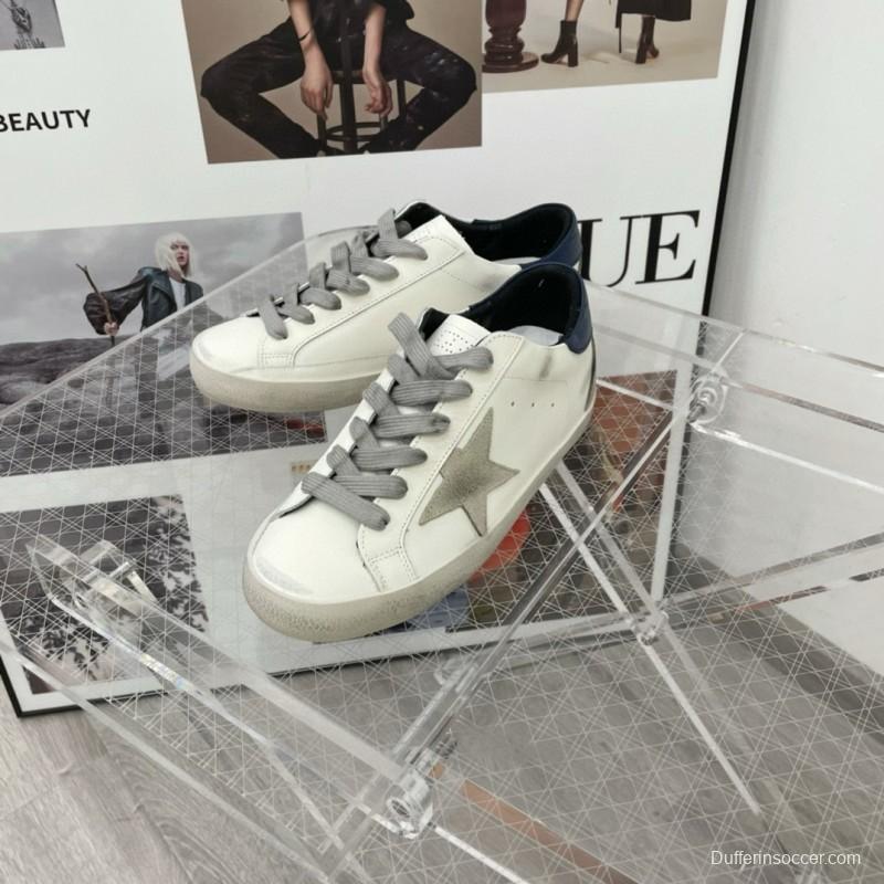 2025 Unisex GGDB White Grey Navy Leather Sneakers