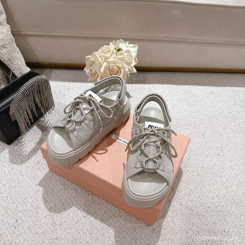 2025 Women Miu Miu White Lycra Sandals LY00280