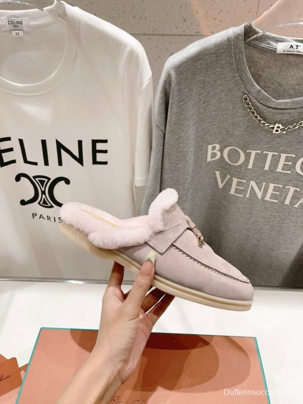 2024 Slippers LP light pink suede shearling slippers MJ00300