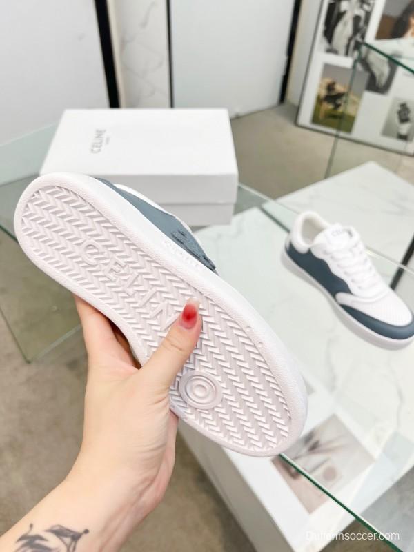 2025 Unisex CELINE White Grey Leather Sneakers