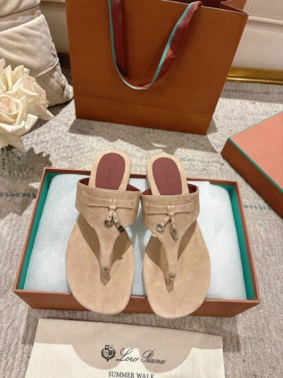 2025 Slippers LP Beige Suede Thong Sandal LY00250