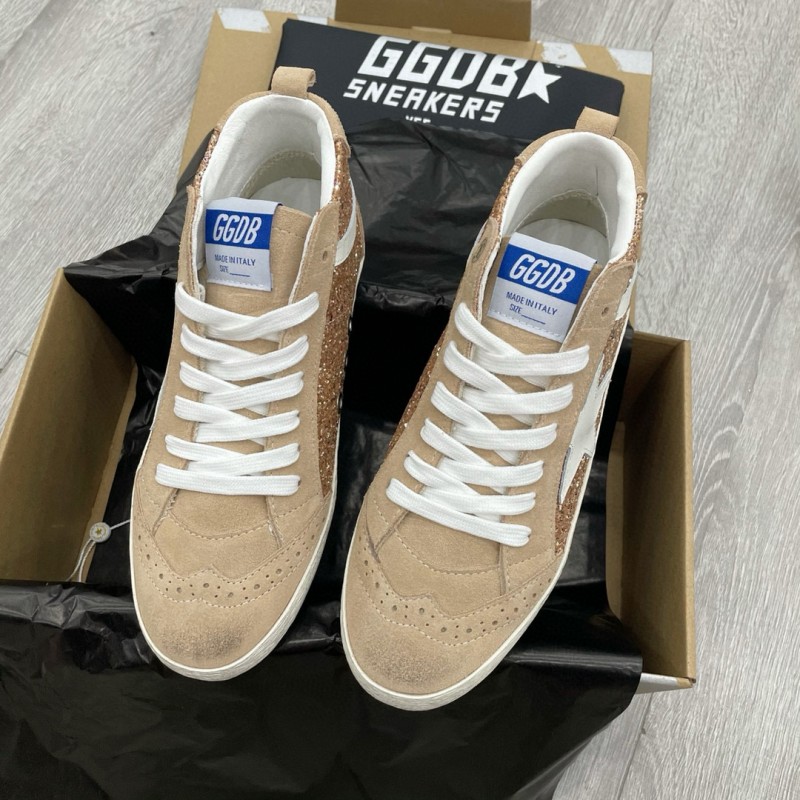 2024 Unisex GGDB Beige White Leather Suede High Top Sneakers MJ00300