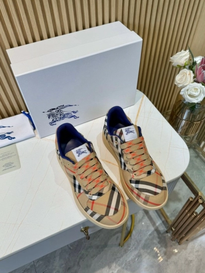 2024 Unisex Burberry Beige Black Red Cotton TPU Sneakers MJ00320