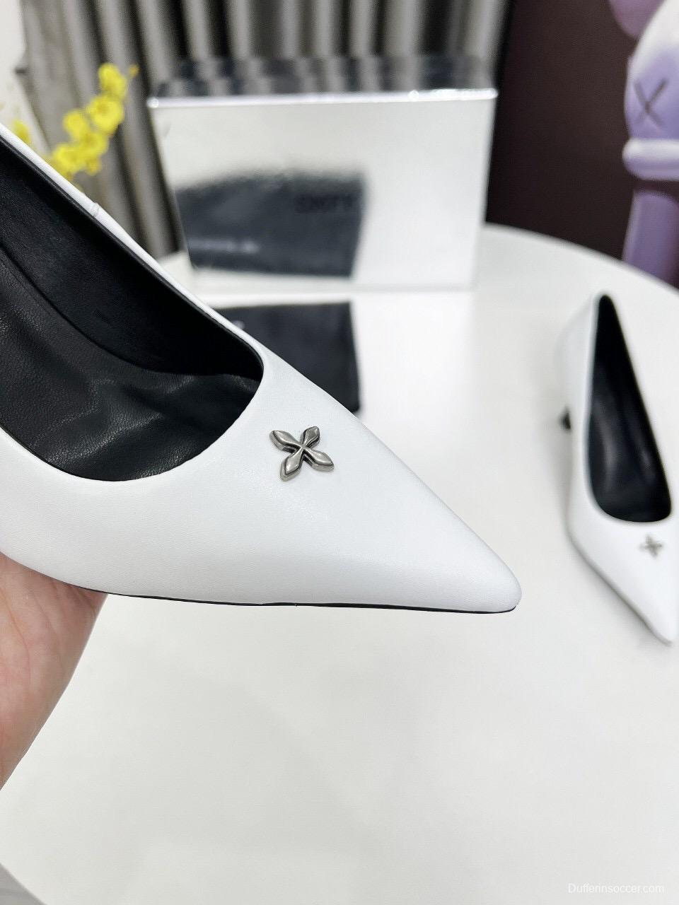 2025 Women SMFK White Cow Leather High Heel Pumps LY