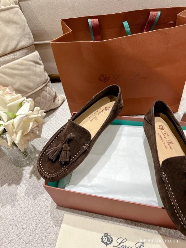 2025 Women Le Parmentier Brown Suede Loafers Tassel LY00291