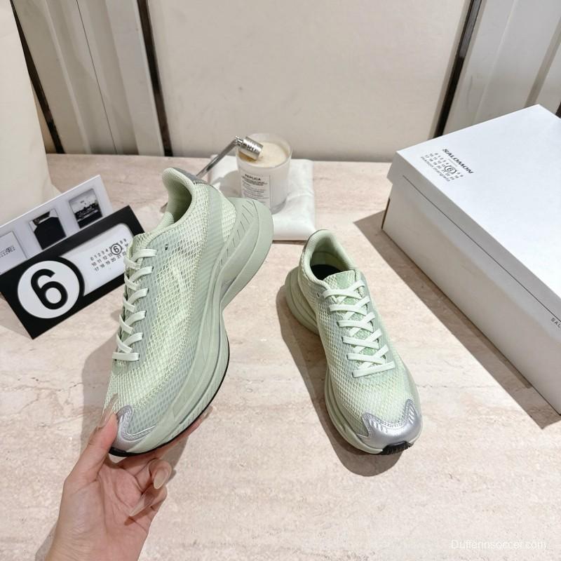 2025 Women MM6 Light Green Silver Mesh Sneakers