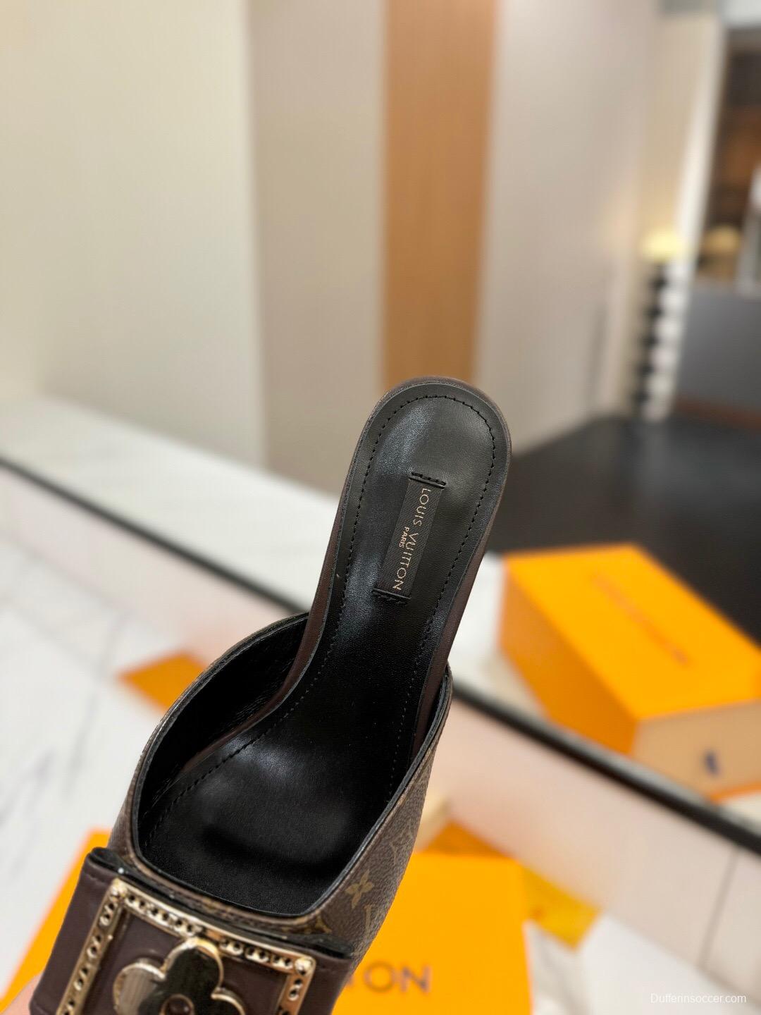 2025 Women Louis Vuitton Brown Leather Mules KFY00320