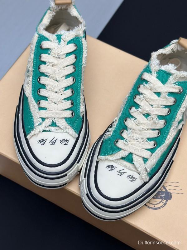 2025 Unisex XVESSEL Green White Canvas Low-Top Vulcanized Sneakers AS00240
