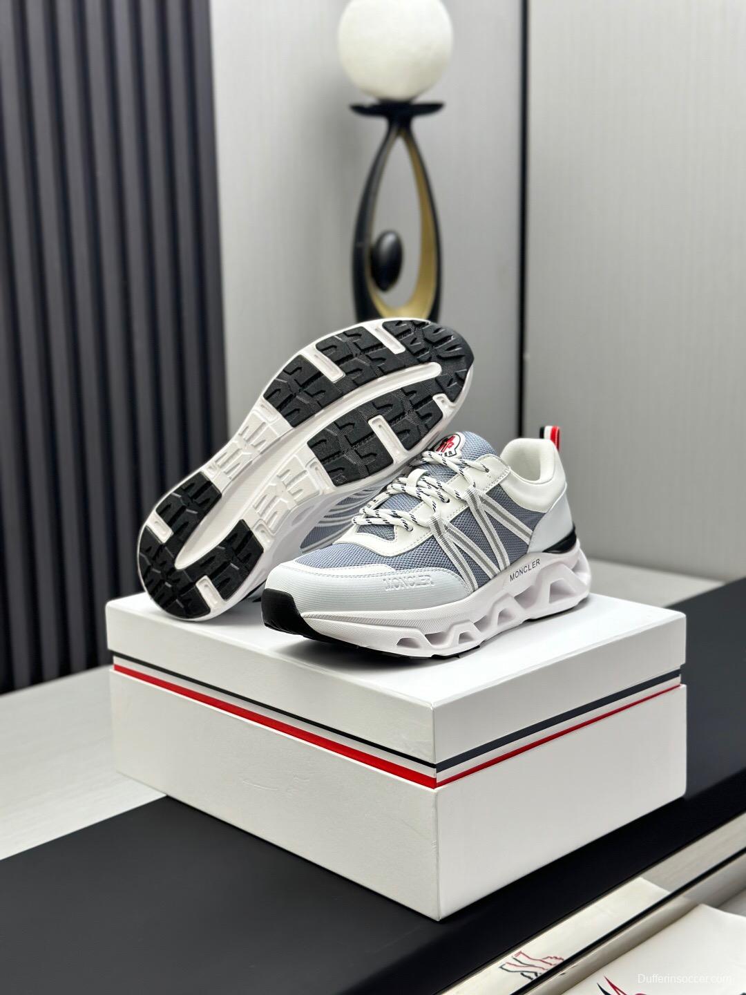 2025 Unisex Moncler White Grey Black Nylon GORE-TEX Trailgrip GTX Outdoor Sneakers KFY00390