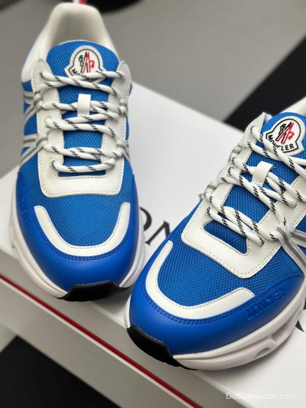2025 Unisex Moncler Blue White Nylon Mesh Trailgrip GTX Outdoor Sneakers AS00390