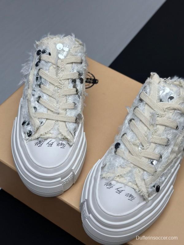 2025 Unisex XVESSEL White Canvas Plimsolls Vulcanized AS00260