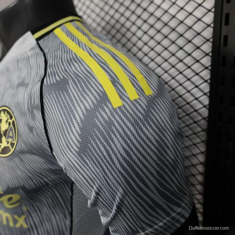 Player Version 25/26 Club America Grey with Diagonal Stripe Pattern Jersey
