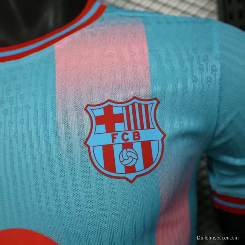 Player Version 25/26 Barcelona Sky Blue with Pink Gradient Stripe Jersey