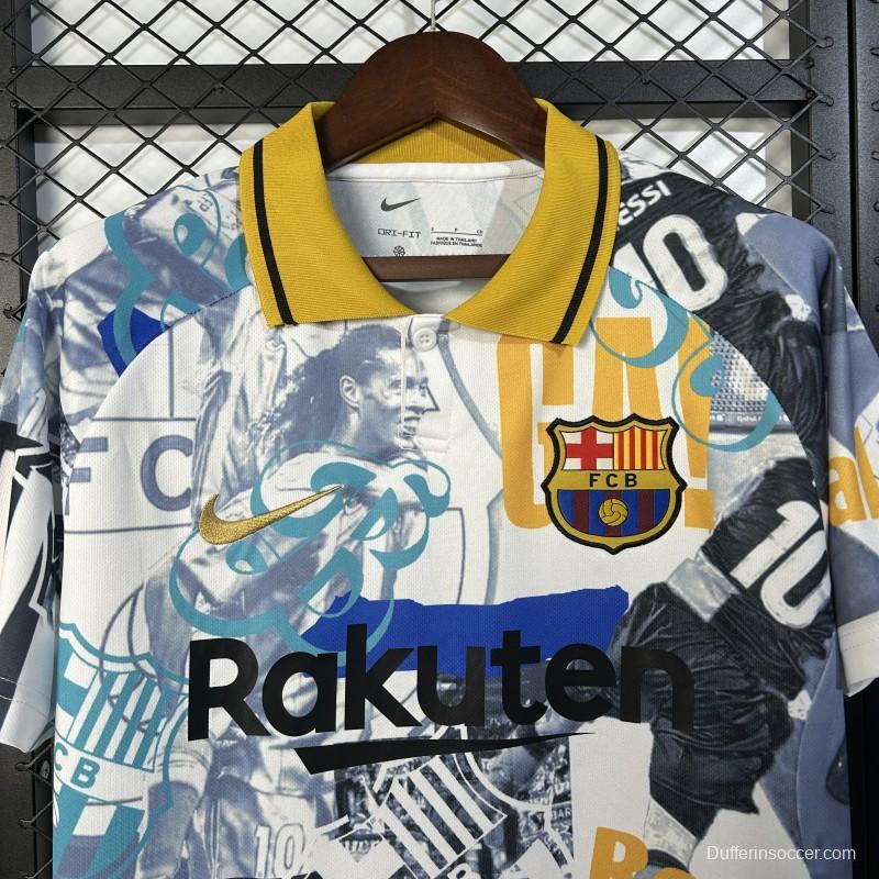 25/26 FC Barcelona White with Collage Art Jersey