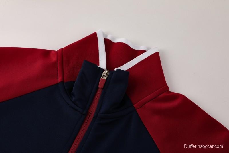 2025 Nike Navy/Red Full Hoodie Zipper Jacket +Long Pants