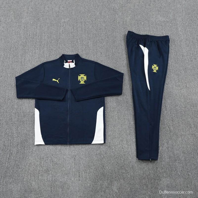 2025 Portugal Navy Full Zipper Jacket +Long Pants