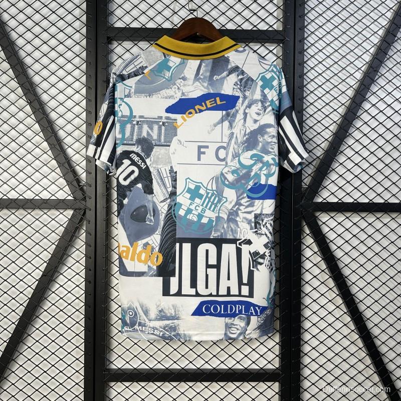 25/26 FC Barcelona White with Collage Art Jersey