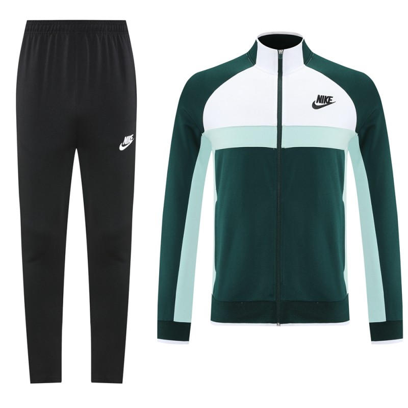 2025 Nike Green/White Full Hoodie Zipper Jacket +Long Pants