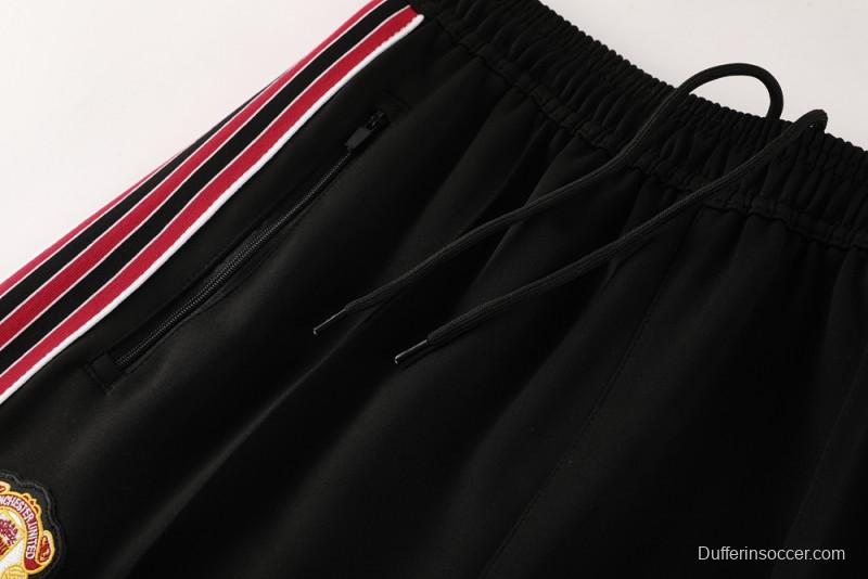 25/26 Manchester United Black Full Hoodie Zipper Jacket +Long Pants
