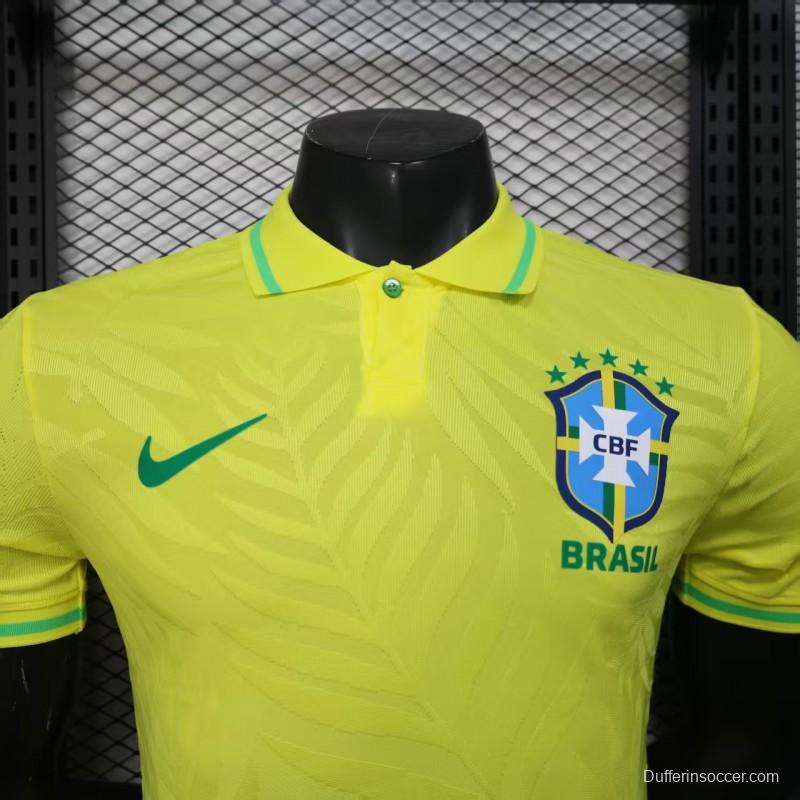Player Version 2025 Brazil Home Yellow Classic Jersey